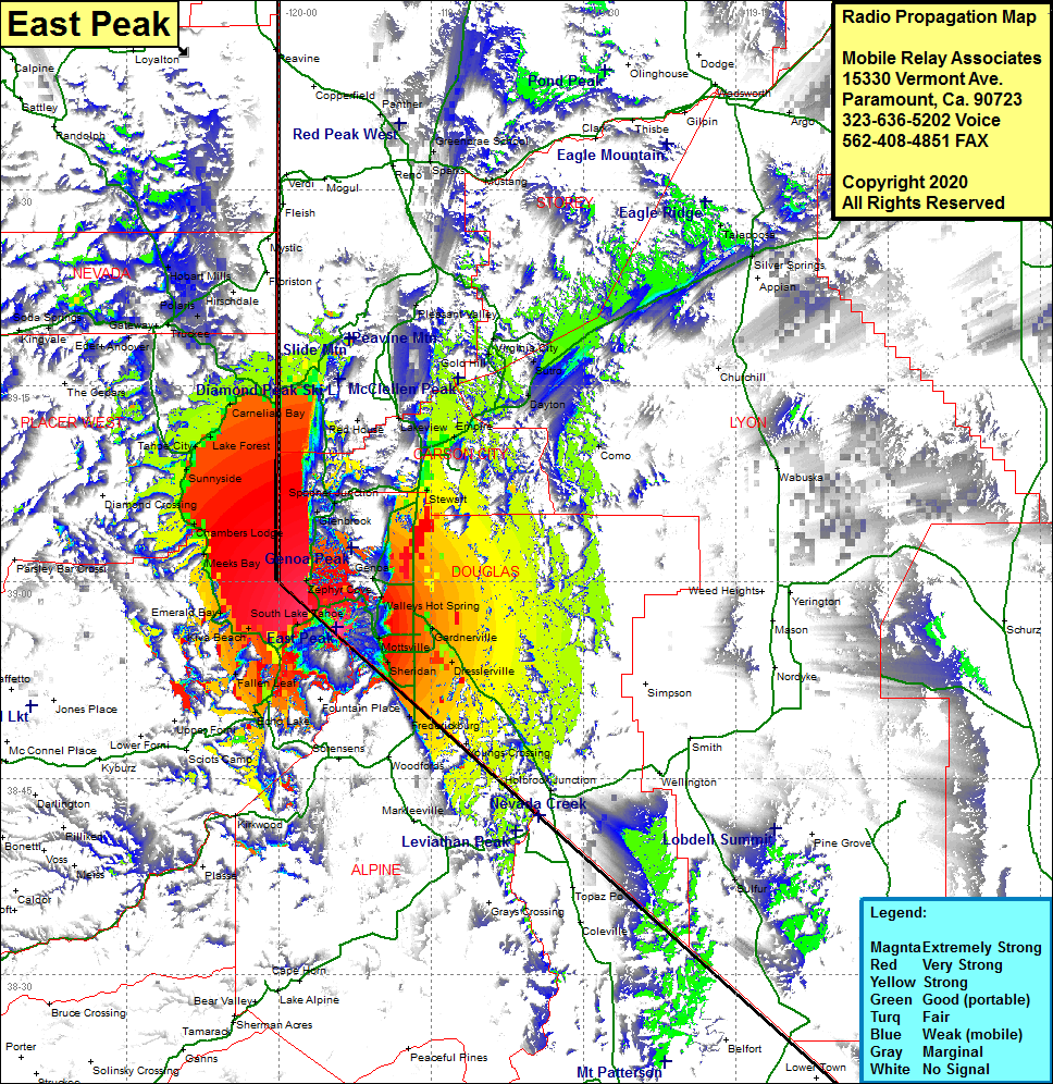 heat map radio coverage East Peak